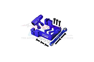 GPM Silver Aluminium Servo Mount w/ Blue Tie Rod & 25T Servo Horn image 131655