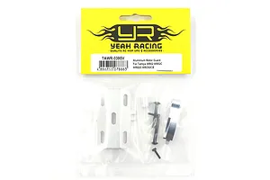 Yeah Racing Aluminium Motor Guard for Tamiya WR02 in silver, packaged in a clear plastic bag with a yellow header card.