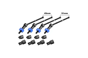 GPM 1/18 Carbon Steel Front and Rear CVD Driveshats with 12mm Hexes and Output Shafts 16Pcs - Blue
