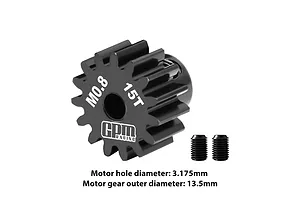 GPM Carbon Steel 15T 32dp/0.8Mod Pinion Gear