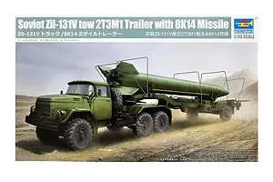 Trumpeter 1/35 Soviet Zil-131V Tow 2T3M1 Trailer with 8K14 Missile Scaled Plastic Model Kit image 1