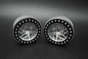 Reefs RC 1.9" Crossman Beadlock Rims with Hubs and Rings 2Pcs - Silver and Black image 132960