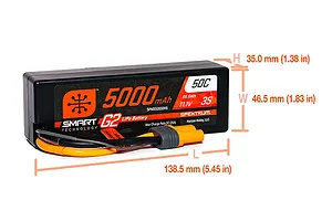 Spektrum G2 11.1V 5000mAh 50C 3S Hard Case LiPo Battery image 134632