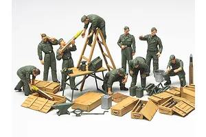 Tamiya 1/48 German WWII Tank Crew/Field Maintenance Set Scaled Plastic Model Kit image 134727