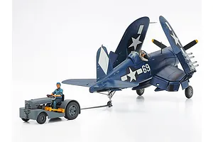 Tamiya 1/48 Vought F4U-1D Corsair Fighter with Moto Tug Scaled Plastic Model Kit image 134926