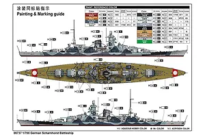 Trumpeter 1/700 German Scharnhorst Battleship Scaled Plastic Model Kit image 135353