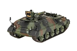 A fully assembled and painted 1/35 scale model of a German Raketenjagdpanzer Jaguar 1 tank destroyer with camouflage paint.