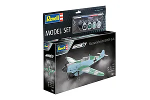 Revell 1/32 scale Messerschmitt BF109 G-6 model kit box showing the finished aircraft, paint pots, and a paintbrush.