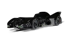 A 1/32 scale black Batmobile slot car from the Scalextric Ultimate Collection, shown on a white background.