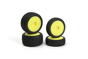Maverick 1/24 Microbe Front and Rear Buggy Tyres on Yellow Dish Rims - Glued Wheels 4Pcs