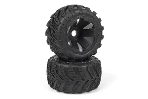 Maverick 1/16 MT Tyres on Black Rims - Glued Wheels 2Pcs