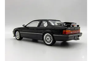 A 1/24 scale model of a black Honda Prelude 2.0Si, viewed from the rear three-quarter angle against a plain white background.