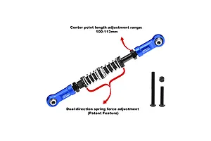 GPM Aluminium 100-113mm Servo Steering Link with Adjustable Spring - Blue image 141623