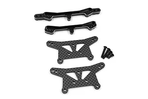 Yeah Racing Aluminium and Carbon Fibre Front and Rear Shock Tower Set 4Pcs - Black