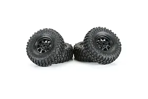 Four Pro-Line BFG Krawler T/A KX RC tires mounted on black Icon Nuevo rims, arranged in two pairs against a white background.