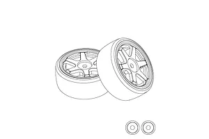 MJX RC 1/14 Hard Compound Drift Tyres on White Rims - Glued Wheels 2Pcs
