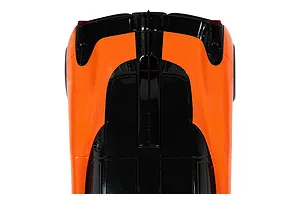 Top-down view of a Scalextric 1/32 scale GMA T.50 slot car featuring a glossy orange and black livery.