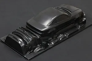 Pandora RC 1/10 Nissan S15 Silvia Raijin Thunder God body shell in a carbon fiber finish, shown as a vacuum-formed sheet.