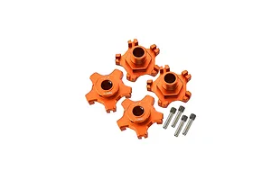 GPM Aluminium Clawed 17mm Wheel Hexes +6mm Off-Set 4Pcs - Orange