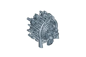 A detailed 3D render of a radial aircraft engine, likely a plastic model kit component for the Macchi MC.200.