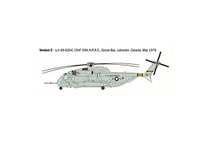 A side-profile digital illustration of a US Air Force HH-53C helicopter in light grey livery, labeled as Version C.
