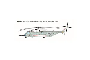 Side profile illustration of a US Air Force HH-53C helicopter in light grey livery, labeled as Version D for the 659th Test Group.