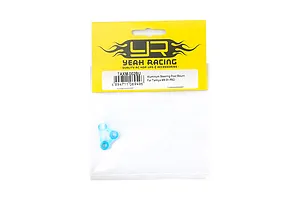 Yeah Racing blue aluminium steering post mount for Tamiya XM-01 PRO in original yellow and clear plastic retail packaging.