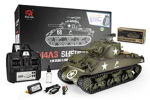Heng Long USA M4A3 Sherman RC Tank Electric Tracked 1/16 Scale RTR image 143464