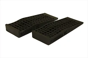 Two black plastic RC car ramps with a honeycomb pattern surface and Pandora RC branding on the side, set against a white background.