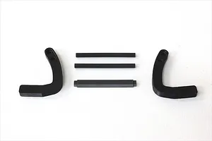 A set of black plastic RC grill guard components including two curved side brackets and three horizontal crossbars on a white background.