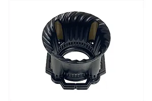 A black plastic Pandora RC spiral air funnel accessory for RC car body shells against a white background.