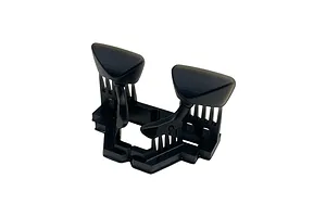 A pair of black plastic RC car door mirrors attached to a sprue frame on a white background.
