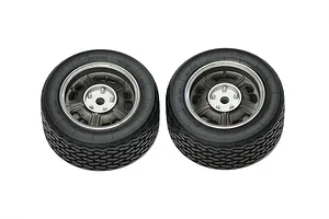 Two Pandora RC 2000GT scale model wheels with black rubber tires and grey multi-spoke rims on a white background.