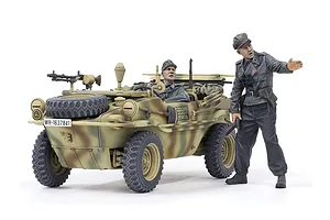 Tamiya 1/35 German Schwimmwagen T166 Wide Wheel Version Scaled Plastic Model Kit image 144611