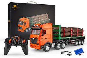 HuiNa 1313 RC Logging Truck Electric 2WD 1/18 Scale RTR - Orange/Green image 144646