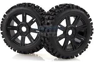 Louise 3.3" B-ulldoze Tyres on Black 8 Spoke Rims - Glued Wheels 2Pcs image 14474