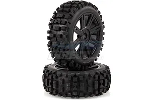 Louise 3.3" B-ulldoze Tyres on Black 8 Spoke Rims - Glued Wheels 2Pcs image 14475