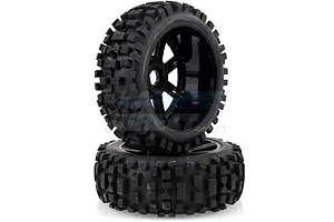 Louise 3.3" B-ulldoze Tyres on Black 8 Spoke Rims - Glued Wheels 2Pcs image 14476