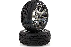 Louise 3.3" B-Rocket Tyres on Black Chrome 8 Spoke Rims - Glued Wheels 2Pcs image 14487