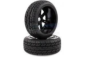 Louise 3.3" B-Rocket Tyres on Black Chrome 8 Spoke Rims - Glued Wheels 2Pcs image 14488