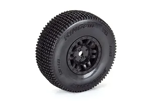 Pro-Line 1/16 King Pin Front &amp;amp; Rear Tyres on Black Split Six Rims - Glued Wheels 4Pcs image 3