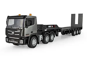 HuiNa 1318 RC Semi Truck Electric 4WD 1/24 Scale RTR with Flatbed Trailer - Silver