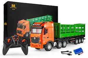 HuiNa 1312 RC Semi Truck Electric 4WD 1/18 Scale RTR - Orange/Green image 146353