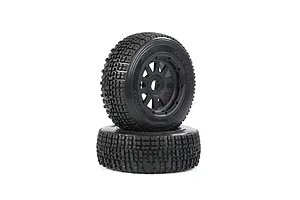 Rovan 1/5 5SC Front Tyres on Black Rims - Beadlock Wheels 2Pcs