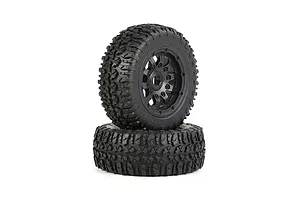 Rovan LT Broken Nail Tyres on Black Rims - Beadlock Wheels 2Pcs