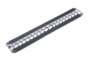 A grey plastic sprue containing a section of tank tracks for a 1/35 scale model kit.