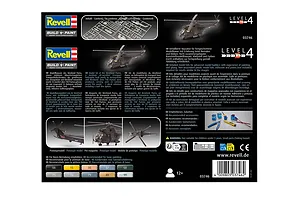 Back of the Revell 1/144 Westland Puma HC.1 model kit packaging showing assembly instructions, paint codes, and product information.