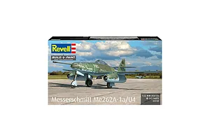 Revell 1/32 scale Messerschmitt Me262A-1a/U4 model kit packaging showing a finished jet fighter model on an airfield.