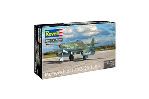 Revell 1/32 scale Messerschmitt Me262A-1a/U4 jet fighter model kit box showing a finished model on an airfield.