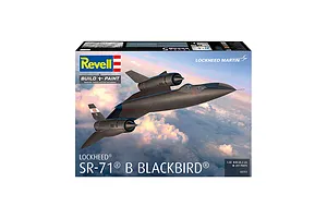 Revell 1/48 scale Lockheed SR-71B Blackbird plastic model kit box featuring an illustration of the aircraft flying above clouds.